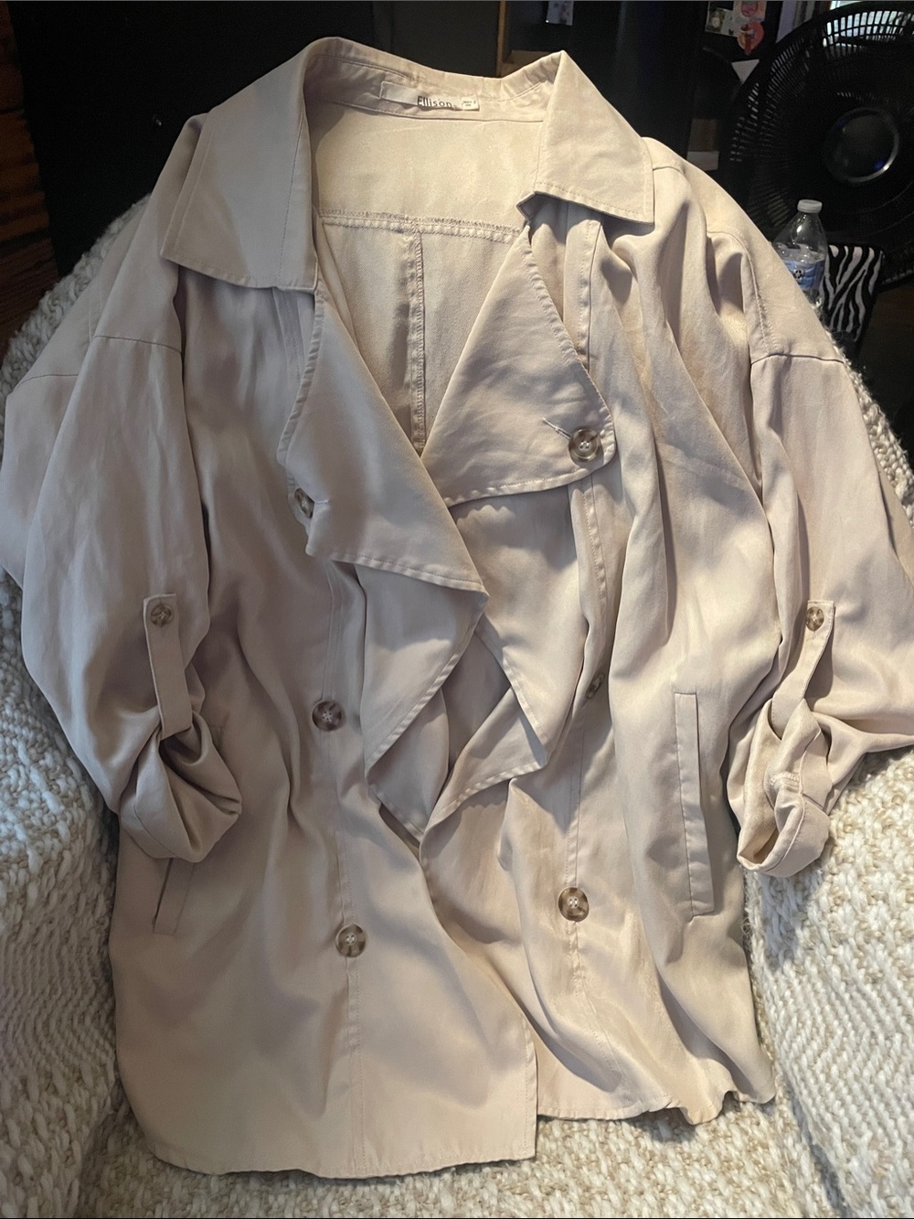 Ellison Light Beige Women's Trench Coat - Draped Front